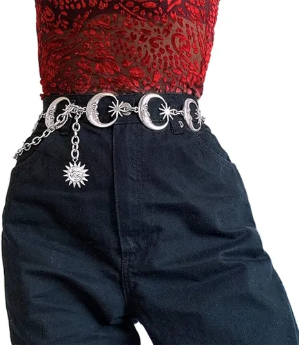 Navoky Cadena de cintura de metal con colgante de sol cinturón de vientre cadenas de cuerpo accesorios de joyería para mujeres y niñas Transparente
