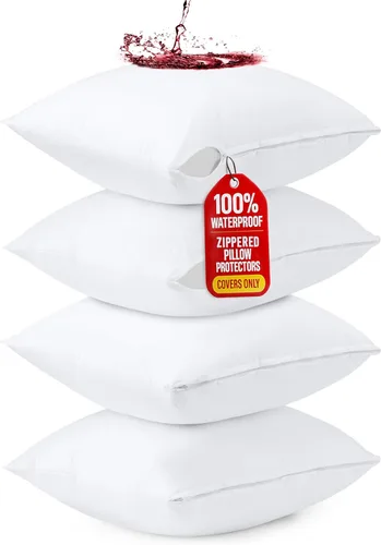 Miniatura 15 de Utopia Bedding - Fundas impermeables para almohadas (sin insertos de almohada) con cremallera europea (paquete de 2, blanco), fundas de almohada