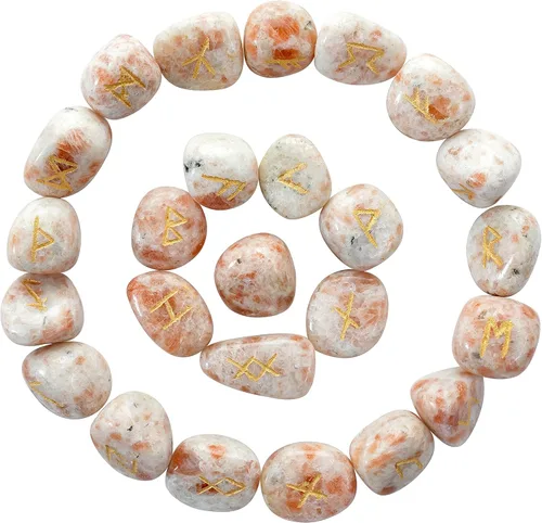 Miniatura 11 de Crocon Juego de piedras de runa oplaita con alfabeto Futhark de élder, símbolo grabado para generador de energía, equilibrio de chakras, protección