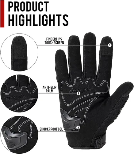 Miniatura 2 de Guantes para motocicleta duraderos de dedos completos para carreras, verano, bicicleta, deportes extremos, compatibles con pantallas táctiles, M