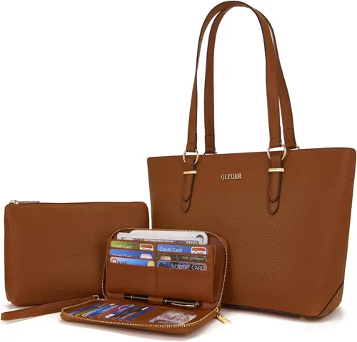 Miniatura 12 de Qiyuer - Juego de carteras y bolsos para mujer, bolso de trabajo, bolso de mano, bolso de hombro con asa superior, bolso con cartera a juego