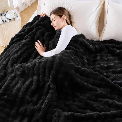 Miniatura 27 de NEWCOSPLAY Manta para Sofá Aqua Súper Suave de Franela Polar 3D Burbuja Ligera Manta de Cama para Uso en Todas las Estaciones (Aqua, Throw(50"x60"))
