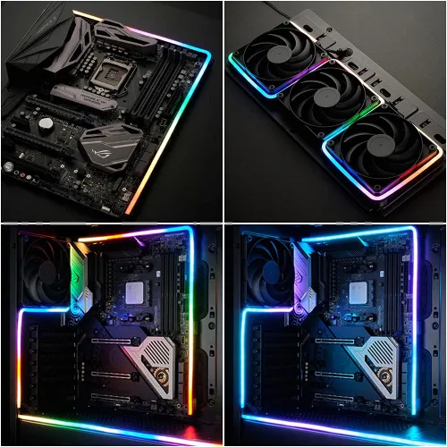 Miniatura 2 de NEON - Tira LED RGB direccionable para PC, 2 x 15.7 pulgadas, WS2812 RGB Rainbow Magnetic, ARGB para 5V 3 pines Aura SYNC, fusión Gigabyte RGB, Neon