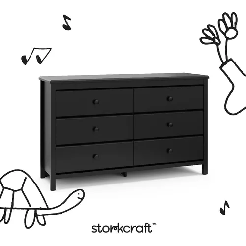 Miniatura 9 de Storkcraft - Cómoda Alpine con 6 cajones (negro) – Certificado GREENGUARD Gold, cómoda negra para dormitorio, cajones de almacenamiento para niños