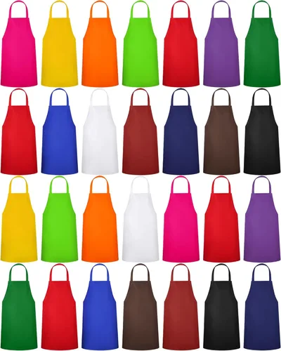 Foaincore Paquete de 36 delantales con babero a granel para hombre y mujer, delantal unisex para adultos, delantales lavables a máquina, delantales