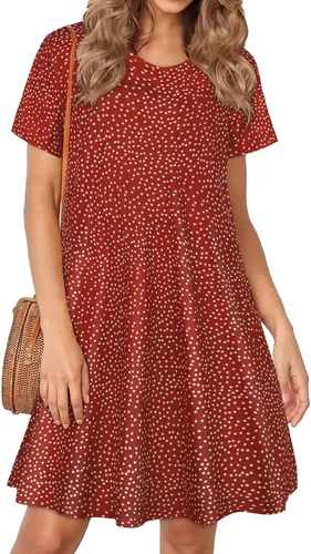 Miniatura 8 de Vestidos de verano para mujer, informales, holgados, estilo camiseta, florales, de manga corta, con vuelo y bolsillos, para la playa