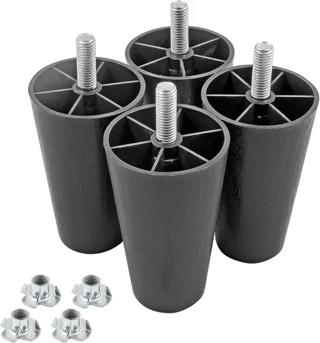 Miniatura 10 de 4 patas de sofá de 2.5 pulgadas, patas cónicas para muebles, patas de sofá de plástico con pernos de suspensión M8 para sofá, tocador, armario