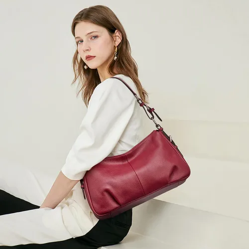 Miniatura 2 de S-ZONE Bolso de hombro para mujer Hobo, bolsa de hombro de cuero genuino, bolso cartera