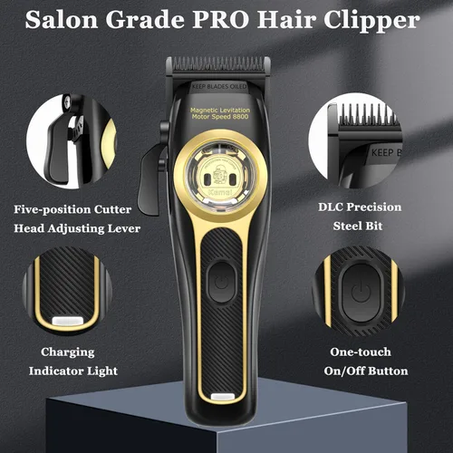 Miniatura 4 de KEMEI 2373 - Cortadora de pelo profesional para hombres, cortadora de pelo inalámbrica con motor de levitación magnética de 8800 RPM, kit de corte