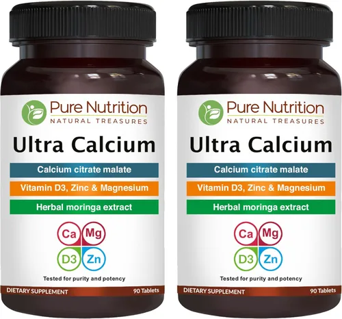 Miniatura 10 de Pure Nutrition Ultra Citrato de calcio de 1000 mg suplemento de calcio altamente absorbible con malato de citrato de calcio, vitamina D, zinc
