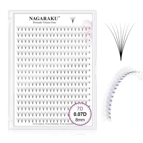 Miniatura 54 de NAGARAKU Wet Camellia - Extensión de pestañas, pestañas individuales, 3 abanicos de longitud múltiple, color negro mate natural, prepegadas