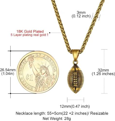Miniatura 6 de GOLDCHIC JEWELRY Sport Necklace for Men Boys, Customized Unisex Stainless Steel Baseball Cross necklaceSoccerFootballBasketball Necklace with Chain