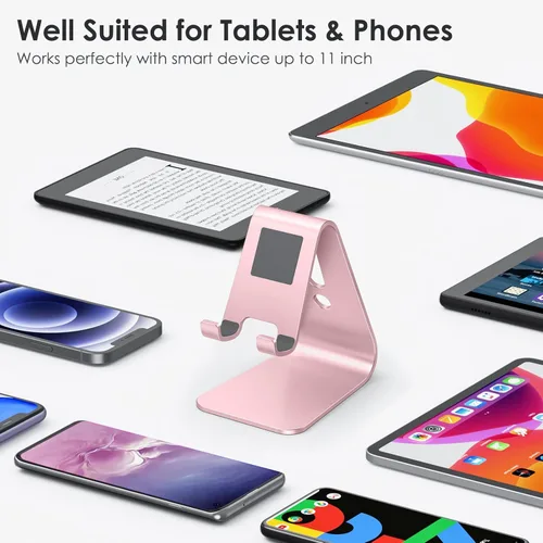 Miniatura 4 de [Versión actualizada de Solid] OMOTON Desktop Cell Phone stand Tablet Stand avanzada, 4mm de grosor de aluminio soporte para teléfono celular