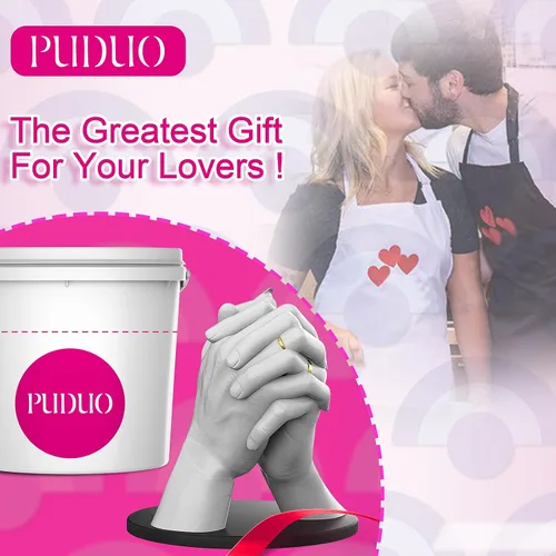 Miniatura 4 de Puduo Kit de Moldeo de Manos para Parejas o Familia, Molde de Mano de Yeso DIY Kit de Escultura de Recuerdo, Regalos para Ella, Niños, Bodas