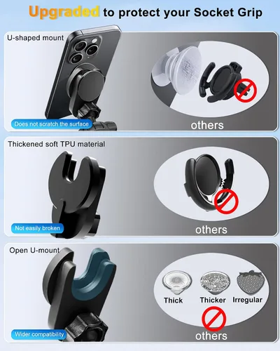 Miniatura 6 de Soporte de teléfono de automóvil para Pop Socket, agarre para tablero de instrumentos, base adhesiva doble para cualquier superficie, soporte