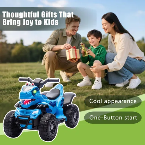 Miniatura 6 de Bluefun Dinosaurio eléctrico de 4 ruedas para montar, ATV para niños, 12V, con música, Bluetooth y luces LED, regalo de cumpleaños para niños de 3