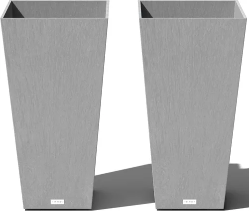 Miniatura 29 de Veradek V-Resin - Macetero cónico para interiores y exteriores, paquete de 2 (26 pulgadas, gris)
