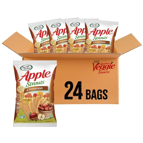 Sensible Portions Garden Veggie Snacks - Pajitas Veggie, tamaño de aperitivo, manzana y canela, 1 onza (paquete de 24)