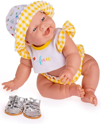 Miniatura 6 de JC Toys Lola Lemon Twist - Muñeca realista de 14 pulgadas con texto en inglés "Real Girl" All Vinyl Posable Play Doll – Cara feliz, vestida con 3