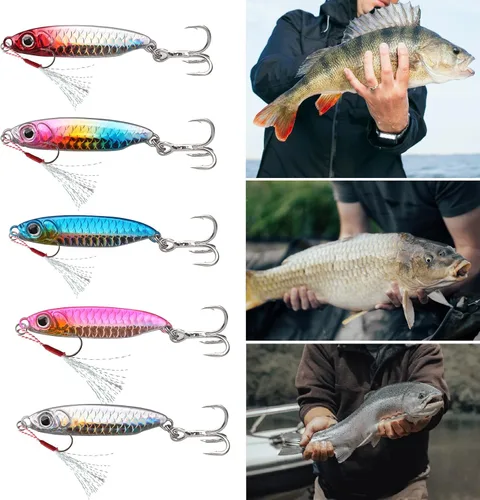 Miniatura 7 de 4 señuelos de pesca, cucharas de pesca, con forma especial, de metal duro, lentejuelas, anzuelos de pesca, anzuelos de pesca para amantes