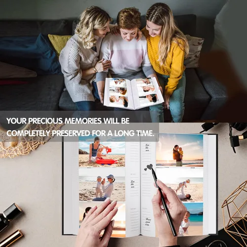 Miniatura 7 de Álbum de Fotos 4x6 360 Fotos con Espacio para Escribir Cubierta de Cuero con Ventana Frontal, Álbum de Imágenes 360 Fotos Libro de Álbum de Fotos
