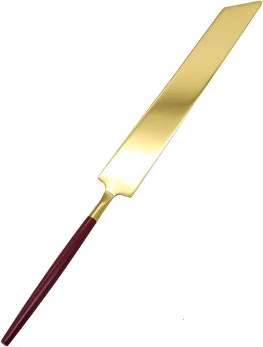 Miniatura 8 de Koyal Wholesale Juego de cuchillo y servidor para pastel de boda burdeos, cortador de pasteles y servidor con mango dorado para novia y novio, juego