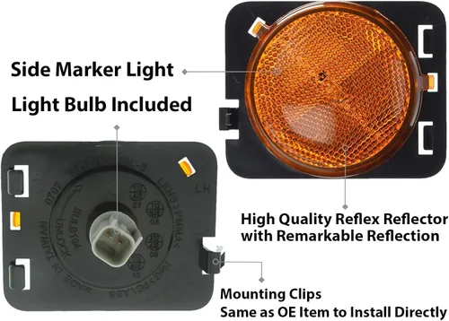 Miniatura 3 de Faro de señalización lateral de repuesto APA para Wrangler 2007-2018 con foco incluido lado izquierdo del conductor 55078145AA CH2550127 Lado