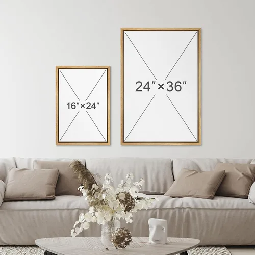 Miniatura 6 de SIGNFORD - Lienzo enmarcado para pared, arte de pintura grunge duotono blanco bronceado, trazos abstractos, formas ilustradas, arte moderno