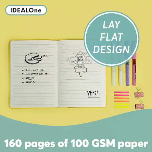 Miniatura 3 de IDEALOne Cuaderno de cuero de tapa dura forrado, A5 (5.7 x 8 pulgadas), cuadernos de diario con rayas universitarias, 160 páginas, papel grueso