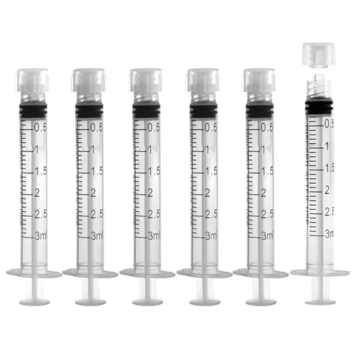 Jeringa Luer Lock de 3mL con tapa - Estéril envuelta individualmente sin aguja - Medición precisa a prueba de fugas - Paquete de 12 para uso en