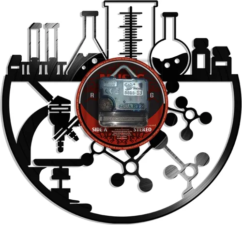 Miniatura 5 de Reloj de pared químico de 12 pulgadas, reloj de pared silencioso de cuarzo sin tictac, funciona con pilas, moderno, decorativo, química, analógico