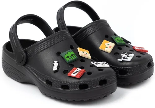 Miniatura 3 de Minecraft Zuecos clásicos para niños Deslizadores negros ventilados con correa de apoyo Juego Creeper TNT Weapons Charms Sliders