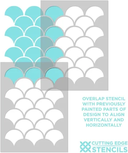 Miniatura 6 de Plantilla de azulejos marroquíes con escala de pescado, plantillas de azulejos marroquíes para pintar paredes, plantillas de azulejos reutilizables