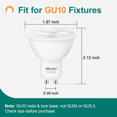 Miniatura 3 de DiCUNO Bombilla LED GU10 regulable, equivalente a 40 W, blanco cálido 2700 K, 450 LM, MR16 GU10 LED para foco, iluminación de pista, bombilla de 5 W