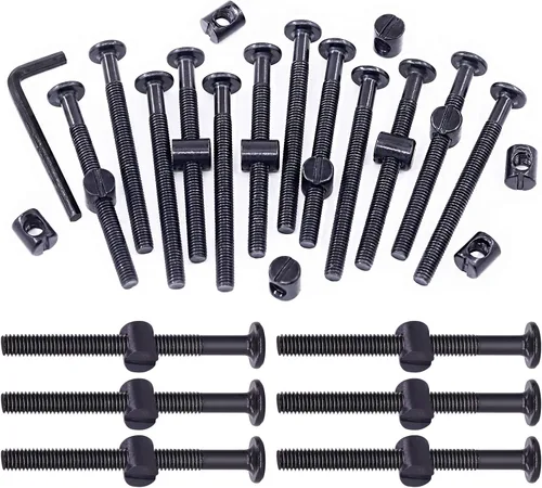 Miniatura 13 de Swpeet 25 tornillos de cabeza hexagonal M6 de 3.150 in, color negro, para cuna, cuna y tuercas de barril con 1 llave Allen, perfecta para muebles