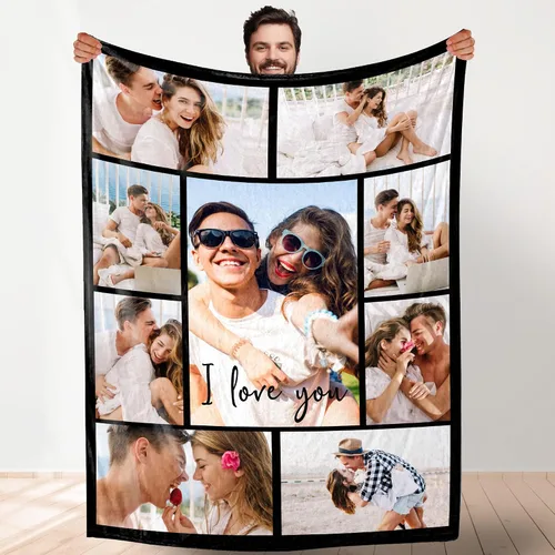 Miniatura 18 de Manta de fotos personalizada para bodas, parejas, fotos para familiares, amigos, regalos personalizados de Navidad y cumpleaños, fabricada
