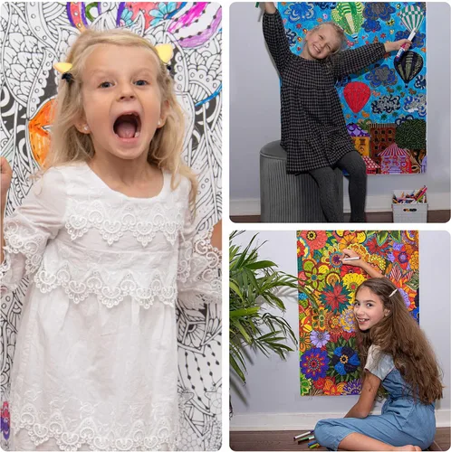 Miniatura 2 de SJPRINTER Arte de pared inspirador, póster motivacional gigante para colorear con mandala, para niños y adultos, ideal para niñas y niños