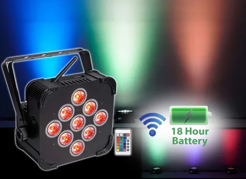 Miniatura 9 de Rockville Best PAR 60 - Luces de lavado recargables RGBWA+UV Par con DMX inalámbrico, batería de 13,200 mAh, LED de 6 x 6 W, ángulo de haz de 30