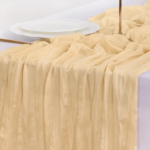 Miniatura 12 de Socomi Camino de mesa verde esmeralda para Primavera, Pascua, camino de mesa de gasa 170 pulgadas, gasa de 14 pies, gasa rústica bohemia
