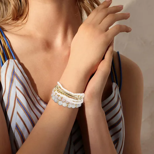 Miniatura 2 de FINREZIO 3-5 Sets Bohemian Beaded Bracelets for Women Multilayer Stretch Stackable Bracelet Set Multicolor Jewelry