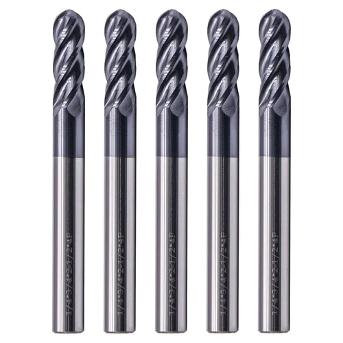 Miniatura 15 de BestParts 5 fresas de punta de bola de carburo sólido de alto rendimiento, revestimiento AlTiN, 4 flautas, hélice de 30 grados, diámetro de corte