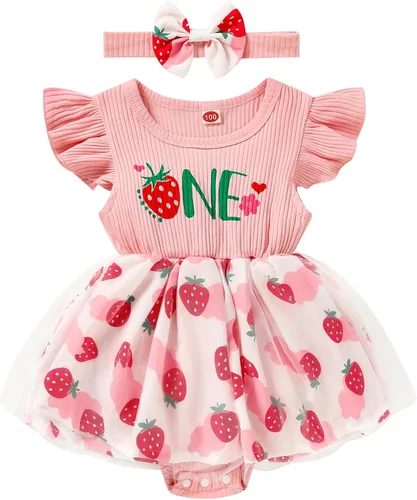 Miniatura 36 de GRNSHTS Traje de bebé niña 1er cumpleaños traje acanalado tul mameluco princesa pastel Smash sesión de fotos ropa + diadema