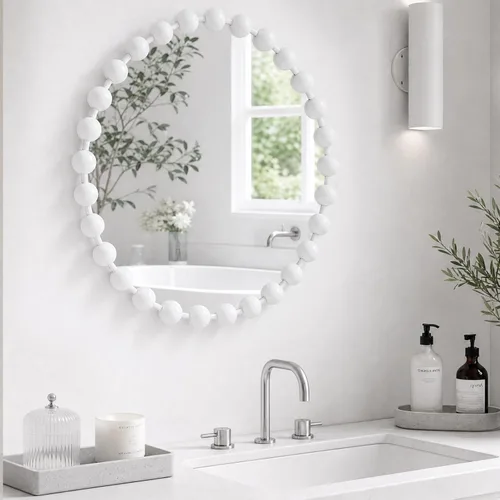 Miniatura 10 de Madison Park Espejo Redondo, Espejo Circular con Marco de Metal de 36 Pulgadas, Arte Decorativo de Pared Montado para Colgar en Entrada, Baño, Dorado
