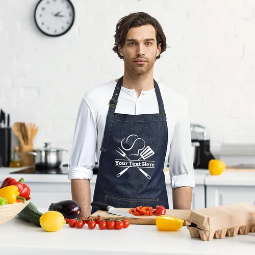 Miniatura 3 de Delantal personalizado para hombres y mujeres Delantal de chef de mezclilla personalizado con bolsillos Regalos de cocina personalizados
