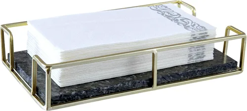 Miniatura 14 de MyGift Toallero de papel plegado para baño, alambre de metal negro mate y madera maciza rústica marrón oscuro, accesorios de baño, bandeja de tocador