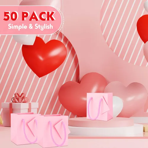 Miniatura 6 de Zhehao Paquete de 50 mini bolsas de regalo de graduación a granel de 4 x 2.75 x 4.5 pulgadas, pequeñas bolsas de regalo de agradecimiento con asas