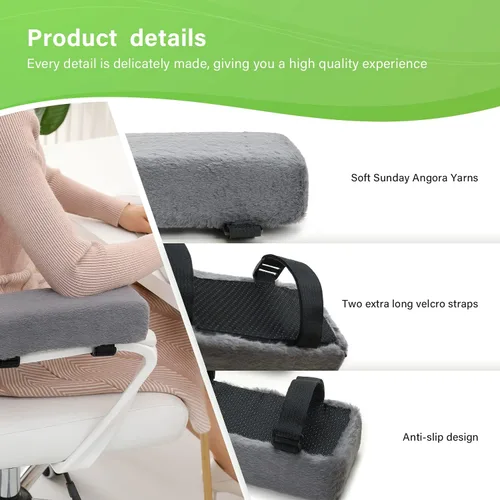 Miniatura 2 de LargeLeaf Reposabrazos de felpa para silla, cojines para codo, alivio de presión, silla de oficina, silla de juegos, reposabrazos con almohadillas