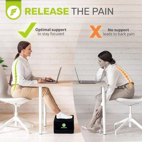 Miniatura 7 de ErgoFoam Reposapiés XL para debajo del escritorio en el trabajo para taburetes y sillas altas, respaldado por quiropráctico, reposapiés ajustable 2