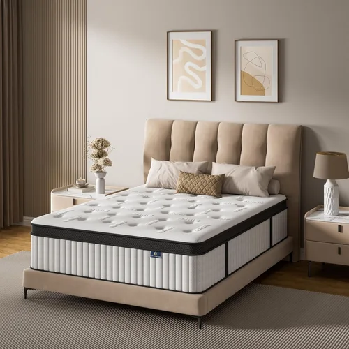 Miniatura 6 de cemtip Colchón Queen, Colchón Híbrido de 14 Pulgadas en Caja, Espuma Viscoelástica y Resortes Ensacados, Sin Fibra de Vidrio, Suave y Transpirable
