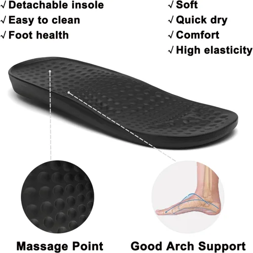 Miniatura 2 de VZQ Zuecos con soporte de arco para mujeres y hombres, pantuflas de jardín, sandalias de playa para exteriores, con plantillas de pies para fascitis